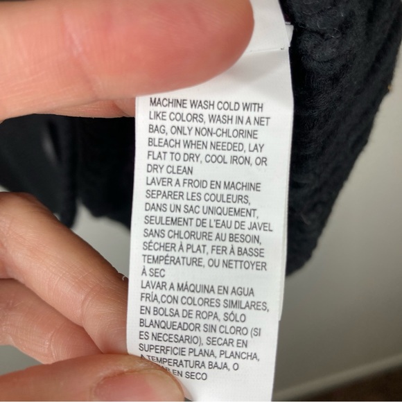 Lucky Brand Button Up Chunky Knit Cardigan Sweater M Fair Isle Black Metallic - Picture 15 of 16